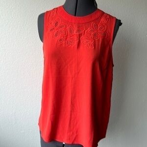 Francesca's Collection top red floral lace sleeveless size Small Softgirl